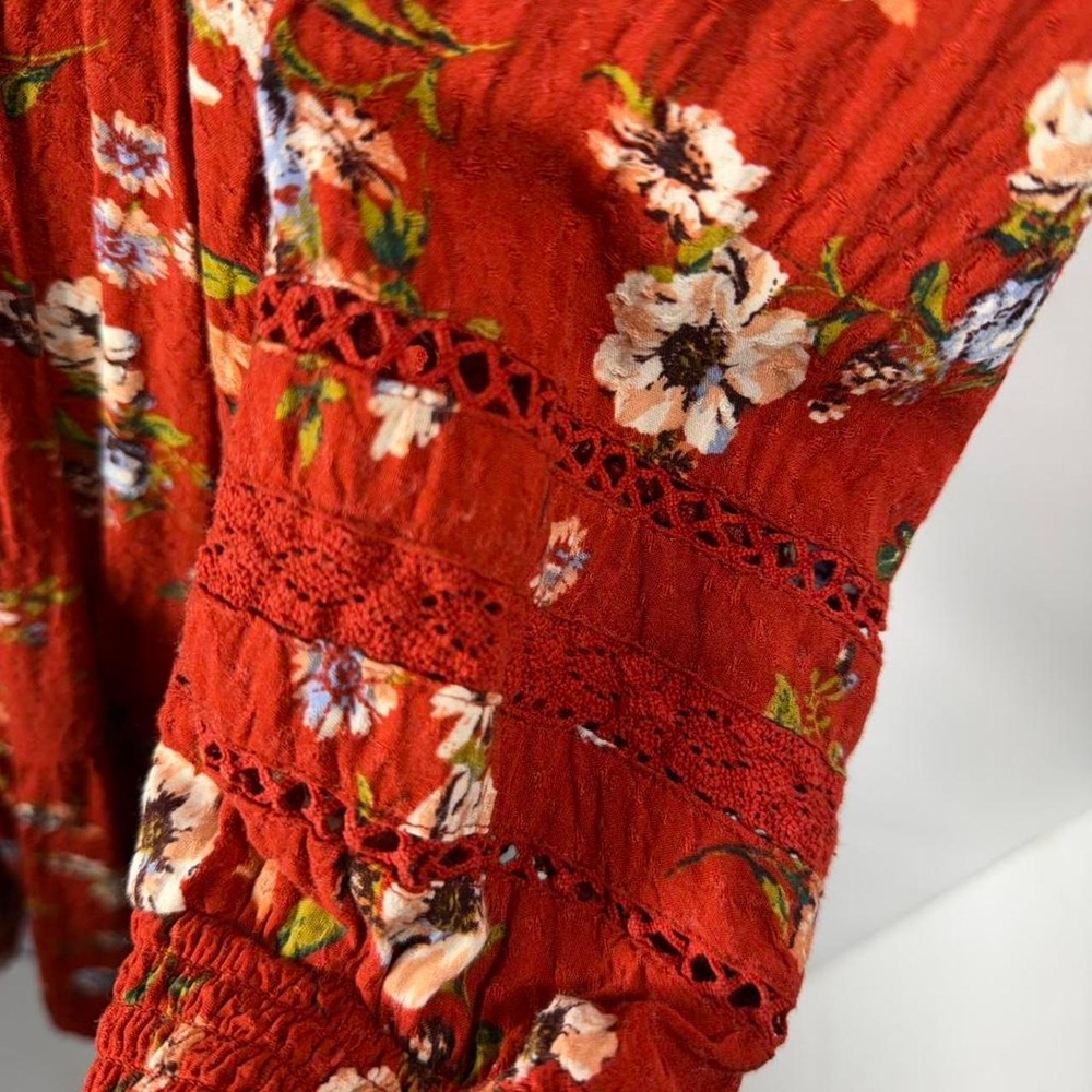 Oak & Trellis Burnt Orange Floral Maxi Dress Size XL - Picture 4 of 8